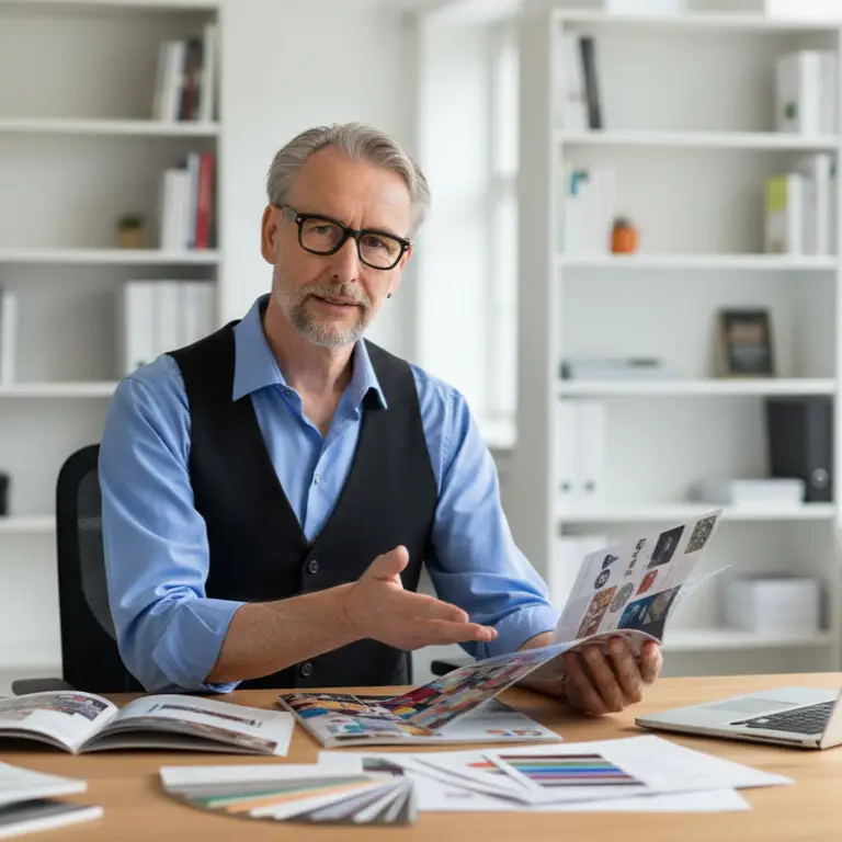Druckberater Hubert Boog am Bürotisch