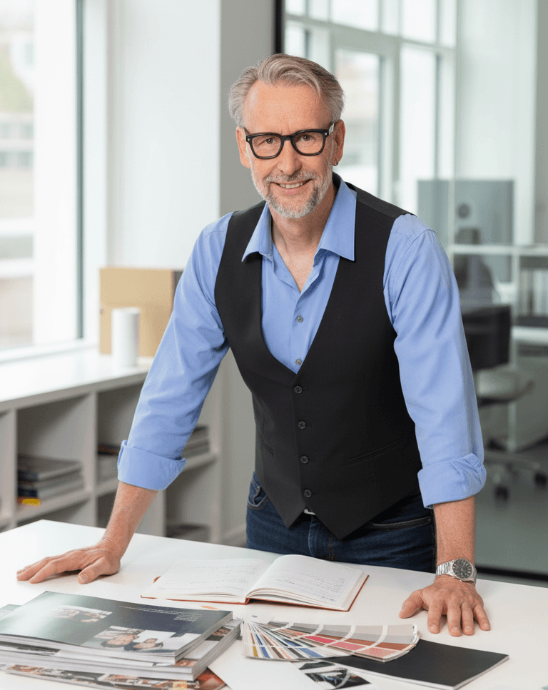 Hubert Boog Druckmanager am Bürotisch